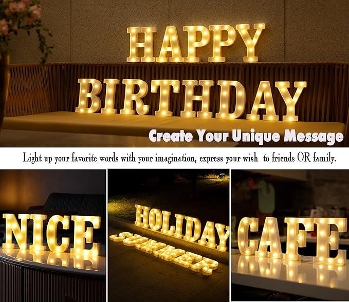 DyingSwan Small Led Marquee Letters, Light Up Letters, 8.58 Inch Led Letter Lights, Battery Powered Lighted Sign for Table, Party, Birthday, Christmas Decor (Letter J)