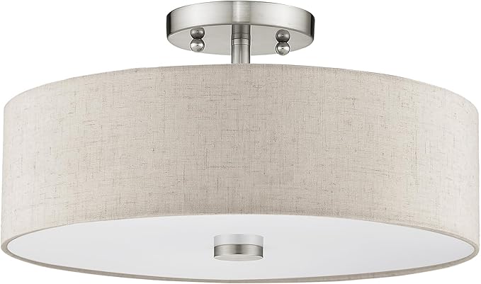 Livex Lighting 52135-91 Meridian 3 Light Brushed Nickel Ceiling Mount