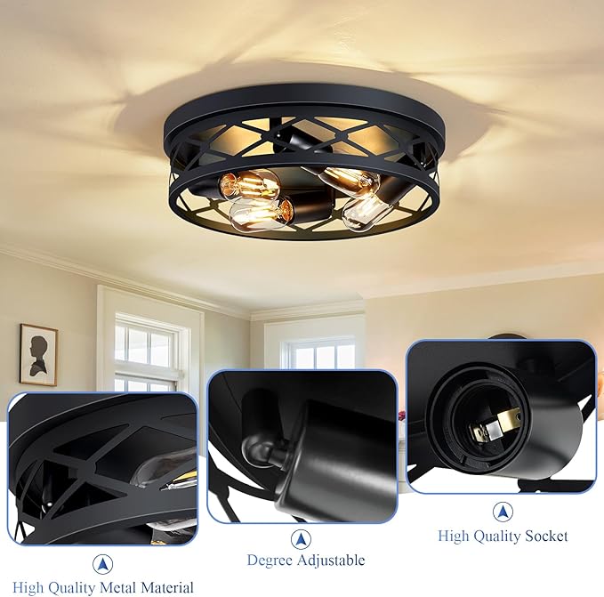4-Light Farmhouse Ceiling Light Fixture,14 inch Hallway Lighting Fixtures Ceiling,Light Fixtures Ceiling Mount for Kitchen,Entryway,Hall,Bedroom E26 Base