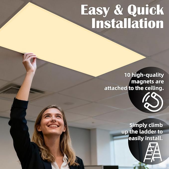 ANGSYLTH 8 Pcs Fluorescent Light Covers - 4 x 2 Feet Covers for Ceiling Lights, 8 x 10 Magnetic Light Filters for Classroom, Office, Hospitals