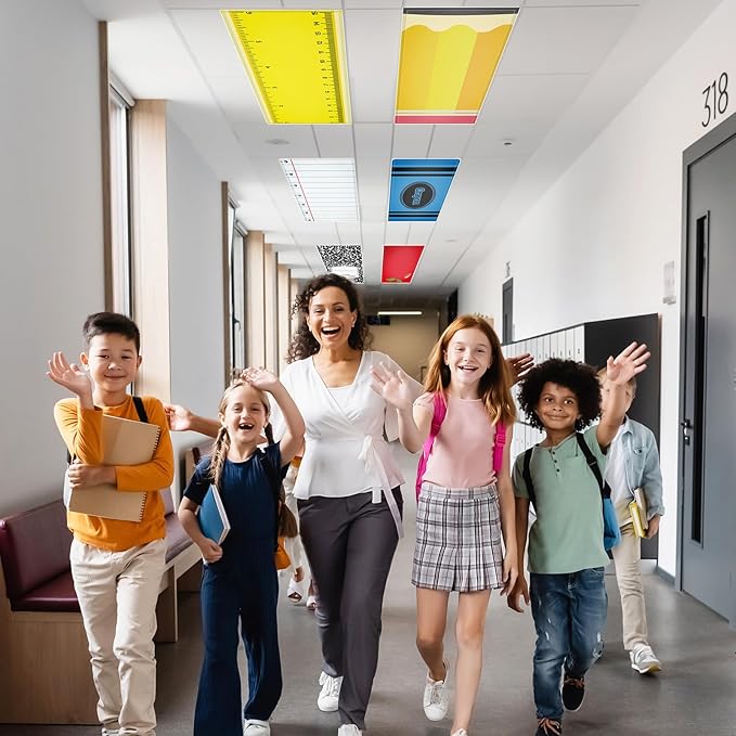 QOUBAI 6PCS Fluorescent Light Covers, 4x2 Feet Magnetic Light Cover Fluorescent Lights Shade Panel Positive Inspirational Ceiling Lights Filters for Office Classroom Home Drop Ceiling Everyone Spots