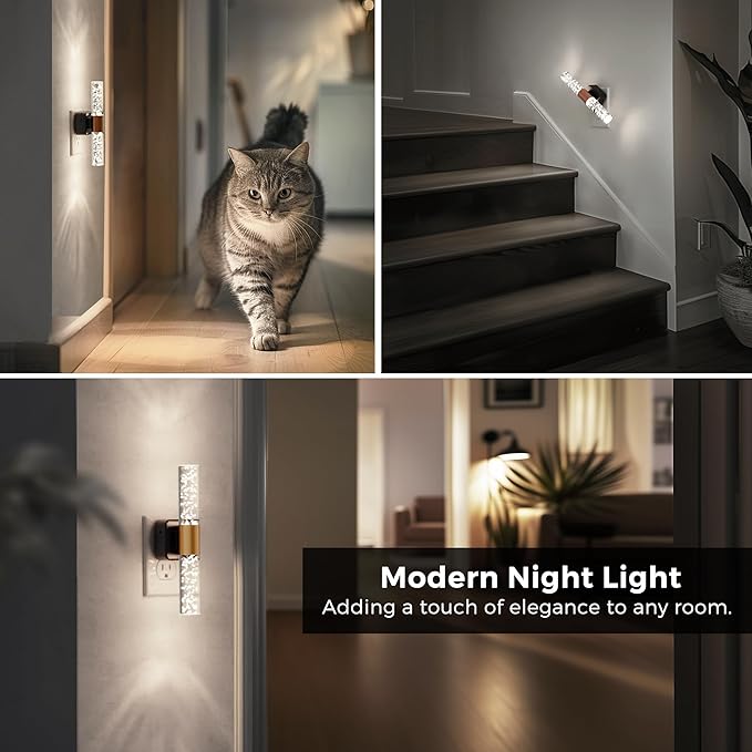 L LOHAS LED Bright Night Light, Night Lights Plug into Wall, 180° Rotating, Daylight White 5000K, Auto Light Sensor, Dimmable Nightlights for Bedroom Bathroom Hallway, 2 Pack
