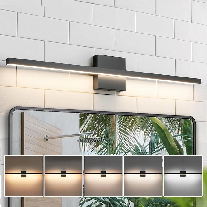 Epinl Black Bathroom Vanity Light - 31.5 inch Modern Bathroom Light Fixture Over Mirror 22W LED Dimmable Wall Sconce Lighting Fixture for Bedroom