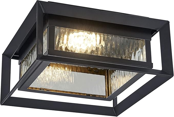 Design House Hartbrook Outdoor Integrated LED Ceiling Light with Clear Glass for Porch Entryway Patio, Matte Black, 589234-BLK