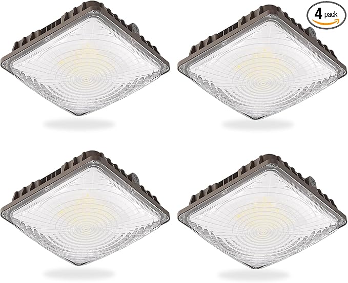 40W LED Canopy Light, 6000LM LED Canopy Lights Outdoor, IP65 Waterproof Canopy Light for Gas Station Industrial Lighting Garage Barn Shop Carport Warehouse Building Entrance UL Listed, 4 Pack