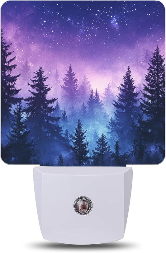 Mystical Forest Night Light,Starry Sky Nightlight Lamp with Dusk to Dawn Sensor for Home Indoor Stairway Kitchen Corridor, Decorative Night Lights Plug Into Wall for Boys Girls Women Men Room Gifts