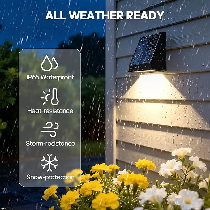 Solar Wall Light Outdoor, Radar Motion Sensor Lights Dawn Lighting Wall Sconce IP65 Waterproof Solar Lights Outdoor with 2 Modes 30H Runtime for Patio, Garden, Porch, Yard，Terrace Stairs -4 Pack