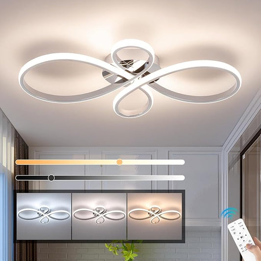 Modern LED Ceiling Light, Hallway Light Chrome Close to Ceiling Light for Kitchen Bedroom Balcony Bathroom Living Room (23.62Inch)