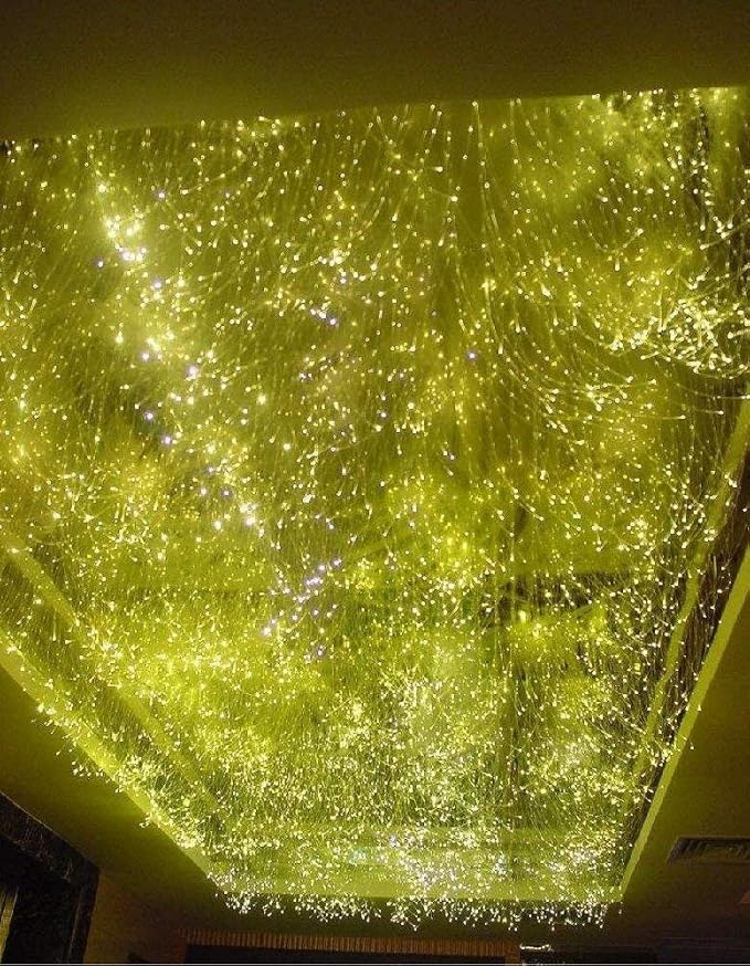 AKEPO 6W RGBW Fiber Optic Curtain Lights Kit, Waterfall Curtain Light for Home Decoration with Flash Point Fiber Optical Cables 200 Strands 0.03in/0.75mm 6.5ft/2m