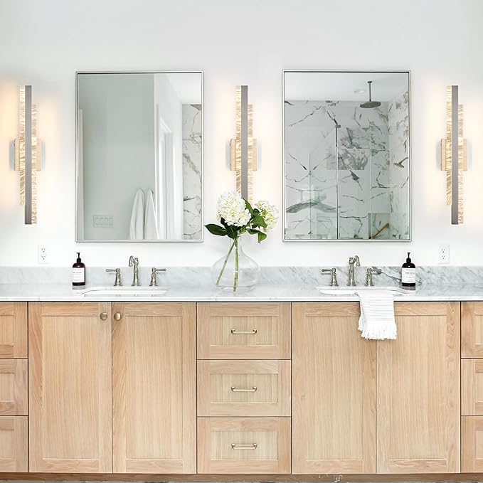 Modern Bathroom Vanity Light: Brushed Nickel 24 inch 28W Dimmable LED Bath Bar Light Fixtures Over Mirror - Wall Sconce Picture Lights for Living Room Bedroom 3000k