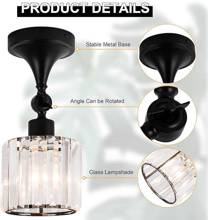 Flush Mount Ceiling Light Fixture Modern Black Entryway Light fixtures Farmhouse Lighting for Porch Hallway Kitchen Bedroom