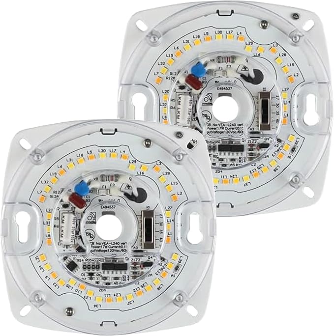2 Packs 5.5" PCB Size, 6.73" Overall Size, 23W, CCT Selectable from 2700K to 5000K,120V, CRI80, Dimmable LED Light Engine, Retrofit Light Kit for Ceiling Flush Light, Ceiling Fan Light