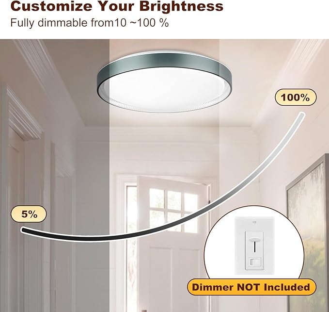 DLLT Flush Mount Ceiling Light: Close to Ceiling Light Fixtures 16 Inch 35W - Dimmable Ceiling Lamp 3000-6000K 5 Color Selectable Ceiling Mount Light for Bedroom Kitchen (Blue)
