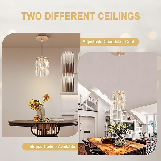 Rose Gold Pendant Lighting Modern Pendant Light, Mini Island Lights for Kitchen, Adjustable Pendant Lights for Kitchen Island Dinning Room Bedroom (2 Pack)