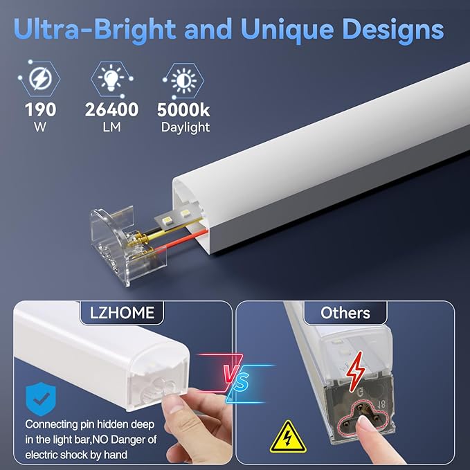 LZHOME Hexagon 5000K LED Garage Lights: 25 Pack Updated 1.31-inch Wider Size, 26300LM Super Bright Hex Lighting Ceiling LED Shop Light for Garage, Car Detailing, Workshop, Warehouse, Gym, Basement