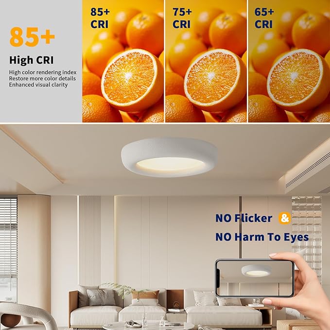 JAYMP Modern Ceiling Light, LED Dimmable Remote Control Ceiling Lamp for Dining Room Living Room Japanese Wabi-Sabi Style Lighting Fixture (Matte White, 53cm/20.9inch)