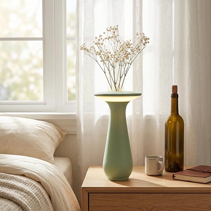 Flower Table Lamp,Rechargeable Coredless Table Lamp for Restaurant,Vase Lamp for Bedroom,Flower Lamp for Dining Table,Small Night Light,Gifts for Mom,Birthday Gifts for Women,Office,Home