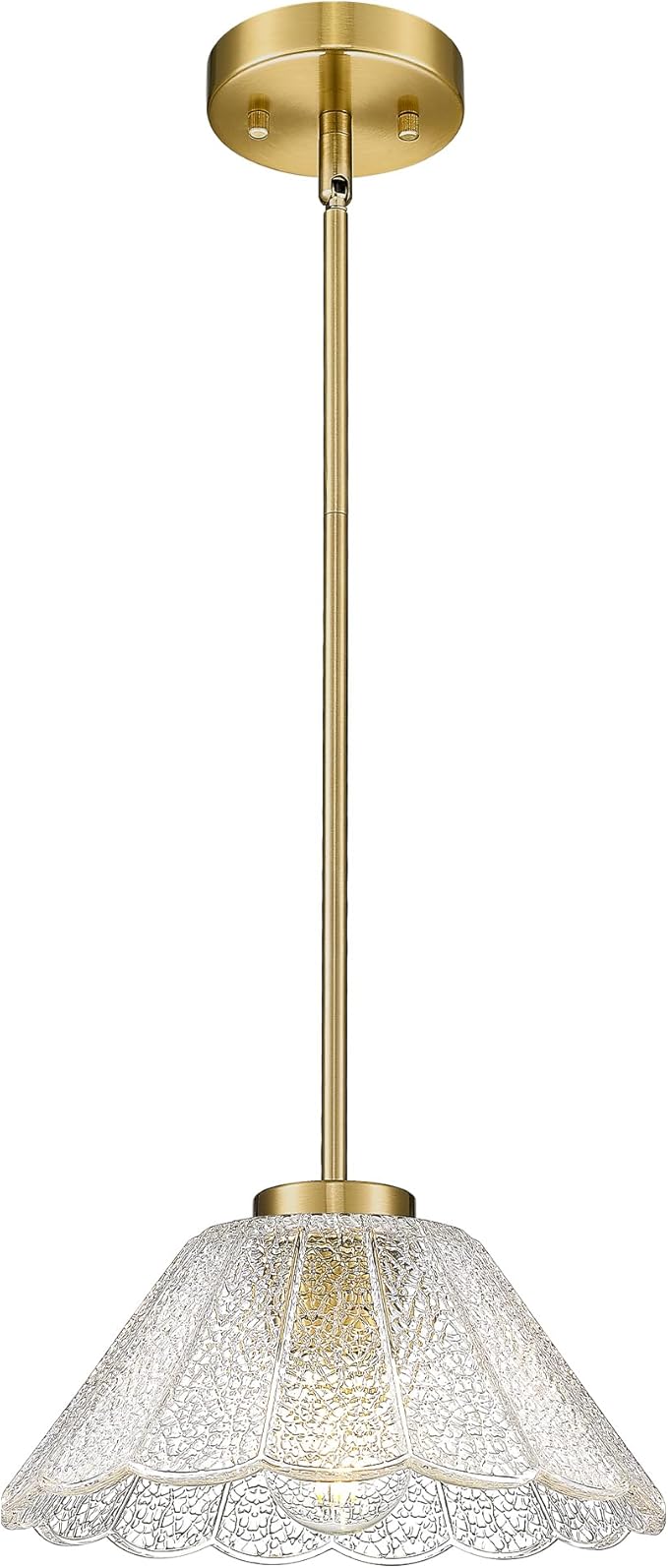 Modern Pendant Light Fixtures, HWH Pendant Lights for Island Dining Room Hallway, Bedroom, Gold Hanging Lighting with Clear Floral Glass, Brushed Gold Finish, 5HJX110MIL BG