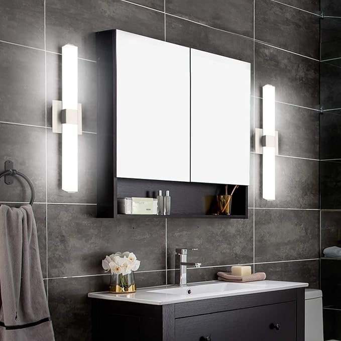 ZUZITO LED Vanity Light 24.2" Frosted White Acrylic Brushed Nickel for Bathroom Vanity Lighting Fixtures Cool White 6000K
