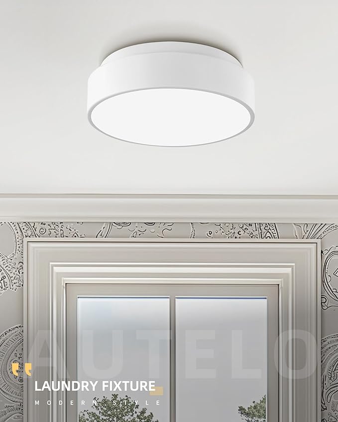 AUTELO 12" Ceiling Light, Modern Flush Mount Ceiling Light with Frosted Glass in Matte White Finish, White Light Fixtures Ceiling Mount for Bedroom, C3312 WH E26