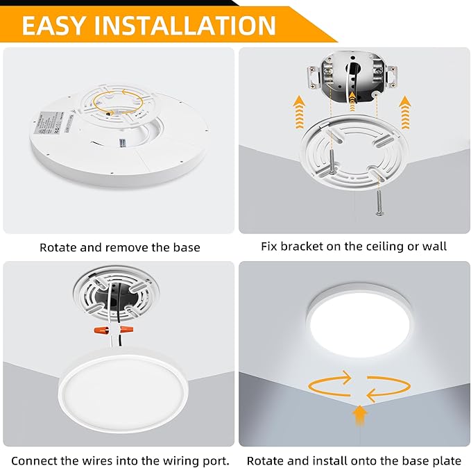 Hlite 4pack 9 Inch Flush Mount LED Ceiling Light Fixture,18W 1800LM Super Slim Light Fixtures Ceiling Mount 3000K/4000K/5000K 3CCT Selectable,Light Fixtures for Kitchen,Bedroom (White)