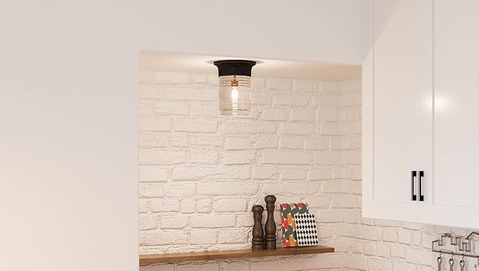 Design House 587238 Jelly Jar 1-Light Indoor/Outdoor Flush Mount Ceiling Light, Oil Rubbed Bronze (Pack of 2)