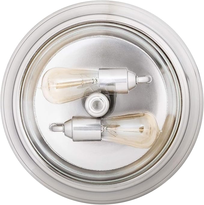Prominence Home 13 Inch Elegant Flush Mount Indoor Ceiling Light, Clear Glass Lighting Fixture for Bedroom or Living Room, Madalyn, 51380-31, Nickel