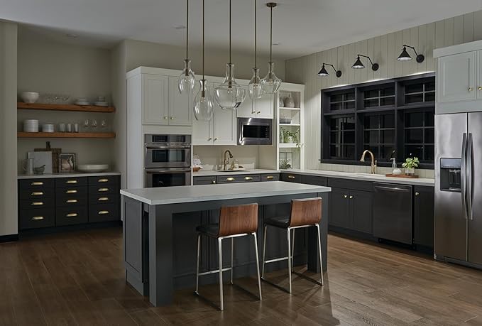 KICHLER Everly 15.25" 1-Light Bell Pendant with Clear Glass in Natural Brass, for a Kitchen Island, Dining Nook, or Home Bar, (15.25" x 10.5") 42456NBR
