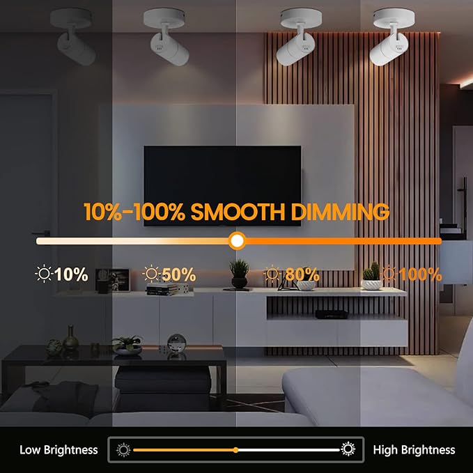VANoopee 3-Color Dimmable LED Ceiling Spotlight Flush Mount Adjustable Spotlight Directional Spot Lights Indoor Bright Accent Fixture for Living Room Bedroom - CRI90 36° Flicker Free 10W 1000lm White