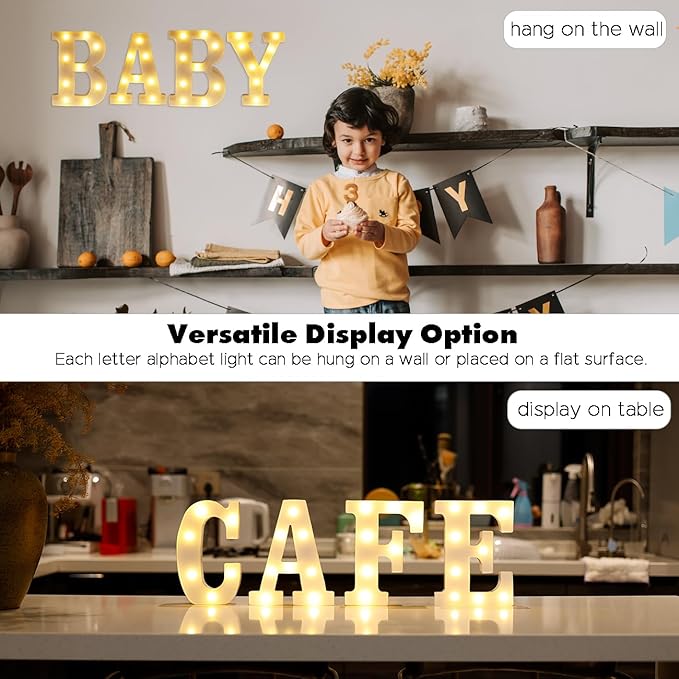 DyingSwan Small Led Marquee Letters, Light Up Letters, 8.58 Inch Led Letter Lights, Battery Powered Lighted Sign for Table, Party, Birthday, Christmas Decor (Letter A)