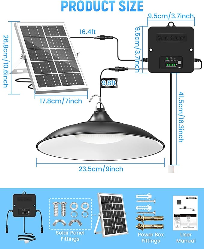 Solar Shed Light Indoor Outdoor, 2Pack Solar Pendant Light 2000LM Daytime Available with Battery Display, Waterproof Solar Powered Lights Indoor for Barn, Gazebo, Chicken Coops, Shop