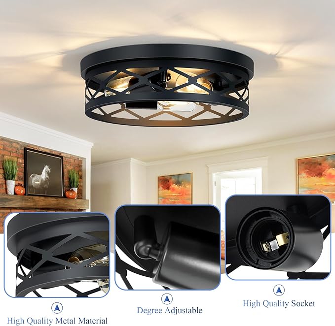 3-Light Farmhouse Flush Mount Ceiling Light,13 inch Hallway Lighting Fixtures Ceiling,Light Fixtures Ceiling Mount for Kitchen Entryway,Hall（1 Pack）