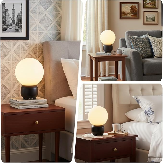 Arturesthome Cute Small Single Table Lamp for Bedroom Modern Nightstand Lamp Farmhouse Bedside Lamp for Living Room Black Table Lamp