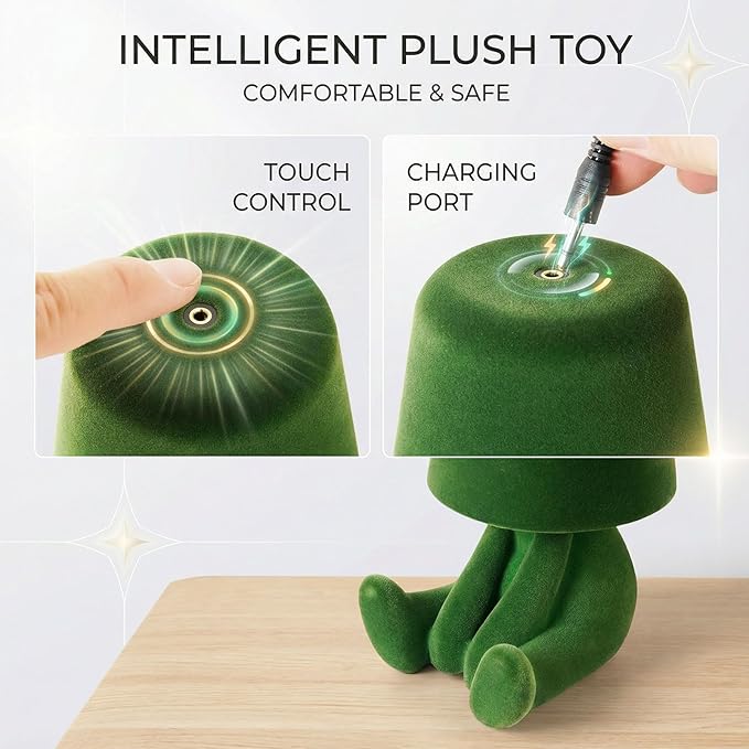 Bedside Touch Control Table Lamp, Golden Decor Thinker Statue LED Table Lamp with USB Port, 3 Way Dimmable Modern Night Light Nightstand Lamp for Home Living Room Office Shelf Decor (Green-B)
