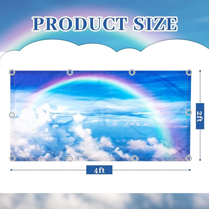 Hortsun 6 Pcs Fluorescent Light Covers - 4 x 2 Feet Magnetic Light Filters, Ceiling Lights Covers for Classroom Fluorescent Shade, Hospitals, School Office Cubicle Decor(Rainbow in Blue Sky)