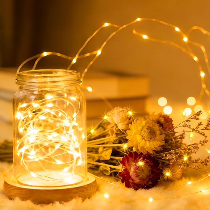 1 Pack USB Plug in Fairy String Lights,16ft 50 LED Copper with Remote and Timer, 8 Modes Waterproof Twinkle String Lights for Bedroom Indoor Party Wedding Christmas Decoration