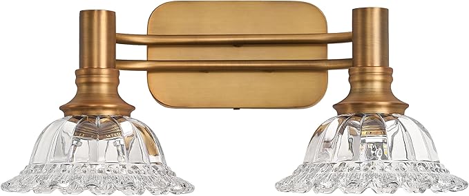 Vintage Brass Bathroom Vanity Light Fixtures 2-Light Bathroom Light Fixtures Wall Sconces Lighting for Bathroom Living Room Bedroom/Entryway