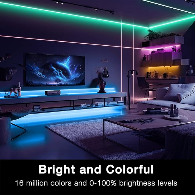 DAYBETTER 65.6ft WiFi Smart Led Lights Strip with Tuya App Control for Bedroom Decoration Work with Alexa and Google Assistant 1 Roll