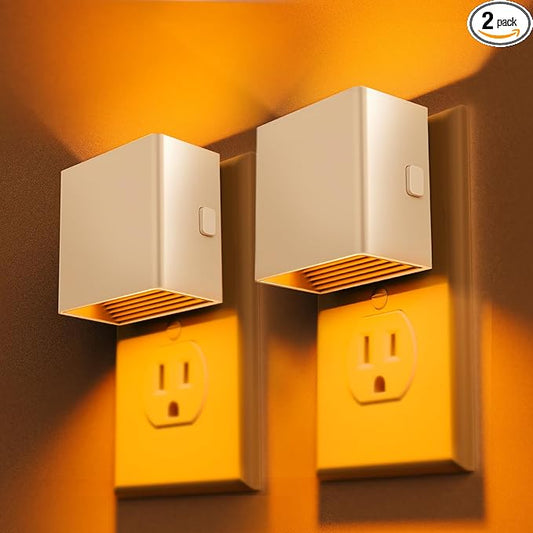 DORESshop LED Night Lights Plug into Wall [2 Pack], Plug in Nightlight, 3 Level Brightness Adjustable Night Light, Dusk to Dawn Sensor, Nightlights for Adults, Bedroom, Bathroom, Hallway, Amber