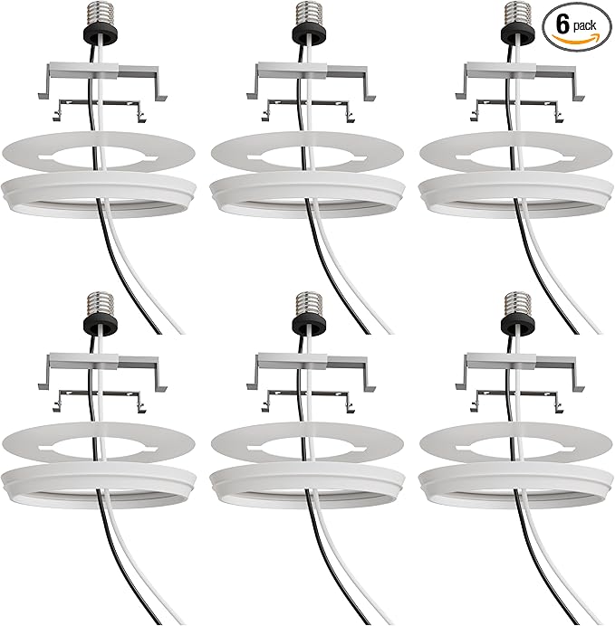 OHLECTRIC Recessed Can Light Conversion Kit to Pendant Lights – Medium Base Converter Compatible with 4”-6” Recessed Can Lights – Ideal for Kitchens, Bedrooms, Offices, and Damp Locations - 6 Pack
