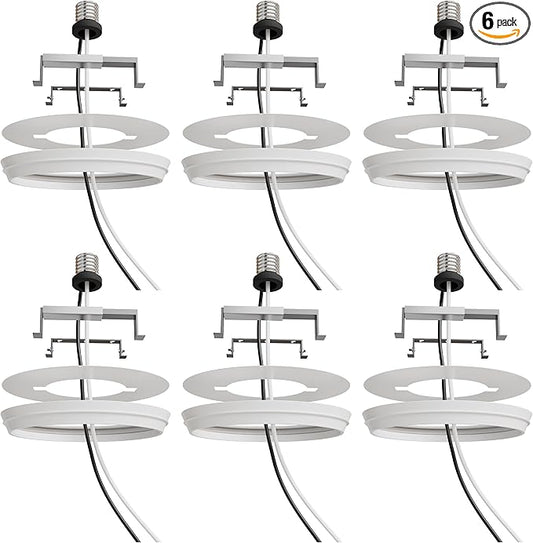 OHLECTRIC Recessed Can Light Conversion Kit to Pendant Lights – Medium Base Converter Compatible with 4”-6” Recessed Can Lights – Ideal for Kitchens, Bedrooms, Offices, and Damp Locations - 6 Pack