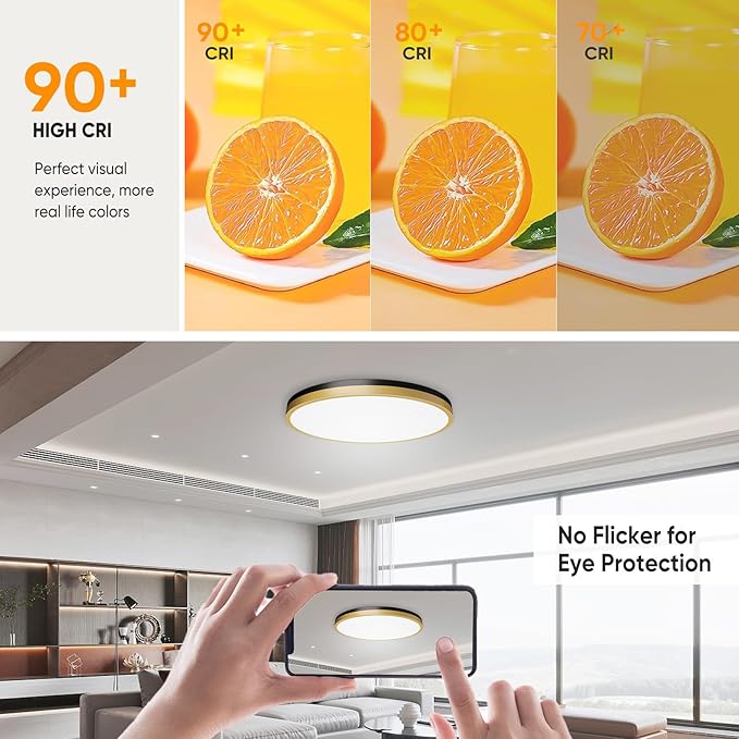 Lightania 11 Inch Flush Mount Ceiling Light with Remote Control & Night Light, 5CCT Dimmable Ceiling Light Fixture, 20W 2000LM 2700K-6500K Adjustable LED Ceiling Lights for Bedroom Kitchen Living Room
