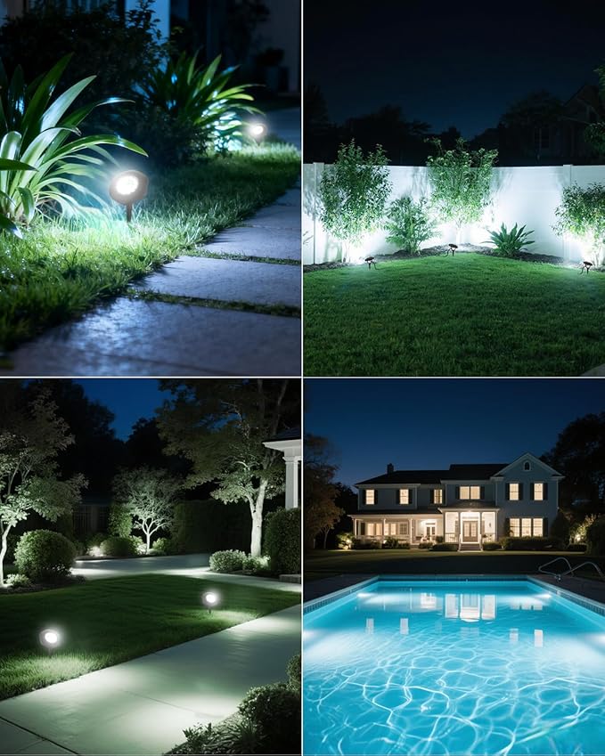 Solar Spot Lights Outdoor Waterproof IP68, 2 Light Modes Pond Lights, 3-in-1 LED Warm Light Solar Landscape Lights, Landscape Path Lights for Underwater Pond Garden Yard Pathway