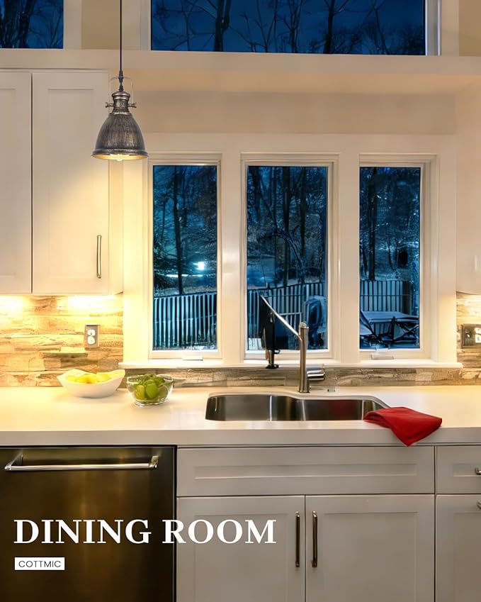 Bronze Pendant Lights Kitchen Island 3 Pack, Vintage Pendant Light, 6.5’’ Farmhouse Kitchen Light Fixtures, Adjustable Height, Pendant Lighting for Dining Room, Living Room, Sink, Bar