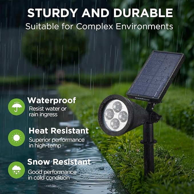 InnoGear Solar Lights Outdoor Waterproof Solar Garden Light for Outside Yard Landscape Lighting Pathway Spot Lights Spotlight Wall Light Auto On/Off, Pack of 2 (Cool White)