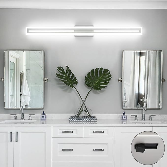 SOLFART Brushed Nickel Vanity Lights for Bathroom 48 Inch 5 Color Adjustable Vanity Lighting Over Mirror 5CCT