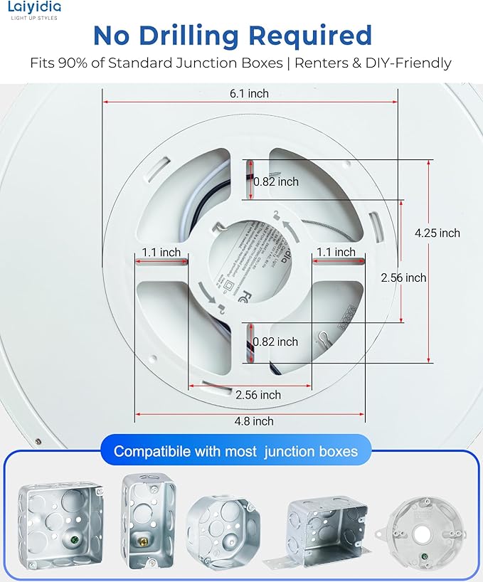 12-inch Round LED Flush Mount Light (2 Pack) - 24W 2640LM Dimmable, 5 CCT Selectable, Easy DIY Install Ceiling Panel Fixtures for Bedroom, Kitchen, Hallway, Apartment, Laundry, Matte Black
