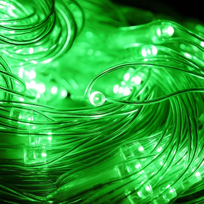 LED Net Lights Mesh Lights Green St. Patrick's Day Decor, 240LED Timer Tree Warp Fairy Lights Outdoor Hanging String Light for Christmas, Garden, Walkway, Bushes Decor-9.8ft x 6.6ft(Green)