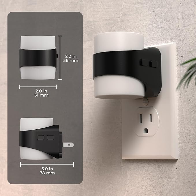 L LOHAS LED Night Lights Plug into Wall with 3CCT Adjustable (3000K/4000K/5000K), 3 Level Dimmable Night Light, 1W Low Power Nightlight with Auto On/Off Sensor, 2 Pack