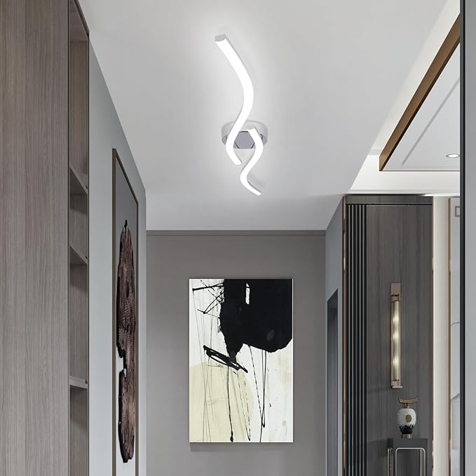 39.37Inch Linear Ceiling Light 6000K Chrome Modern Ceiling Light Fixture 28W Long Flush Mount Ceiling Lamp for Hallway, Kitchen, Bedroom, Dining Room